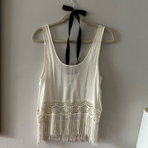 White airy Forever21 top with fringe!